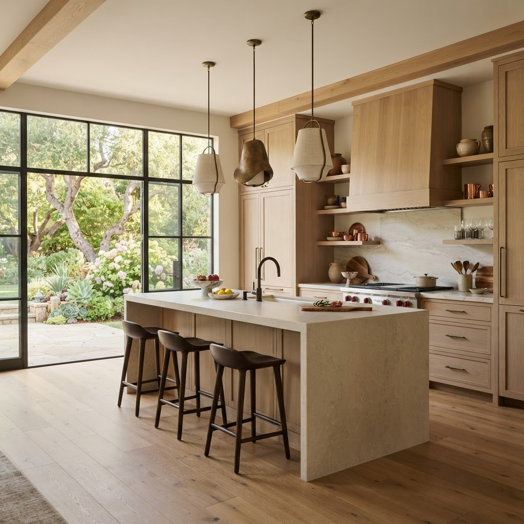 Custom oak and limestone kitchen renovation